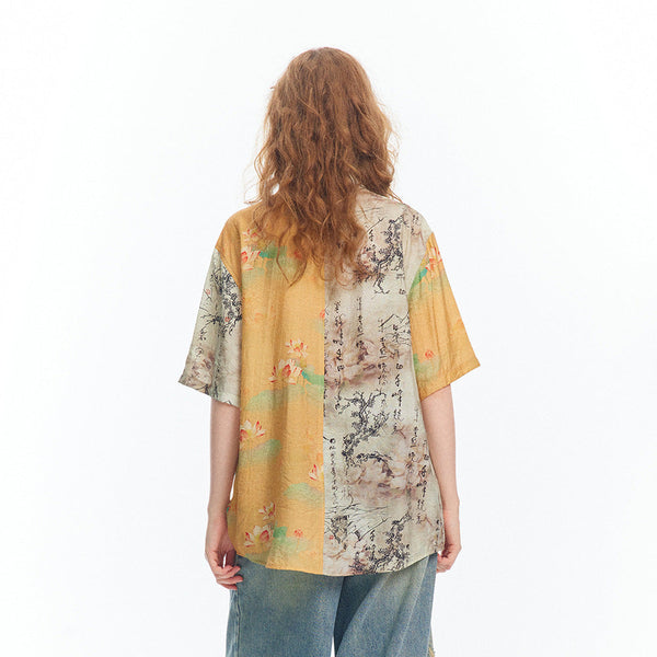 Mountain Ink Painting Short Sleeve Shirt