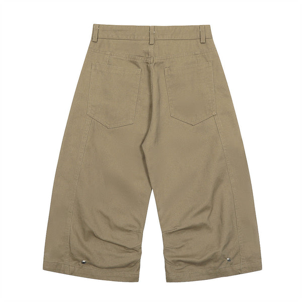 Solid Color Pleated Wide Leg Short