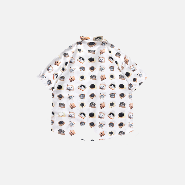 Cool Cat Print Loose Summer Shirt