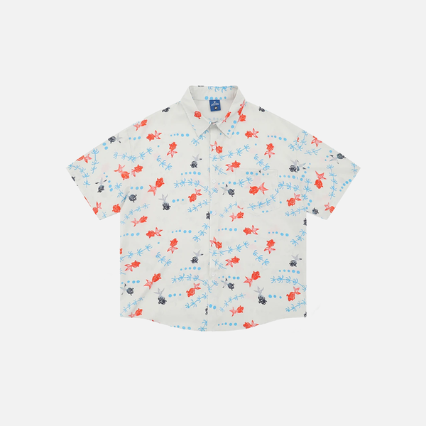 Golden Fish Graphic Hawaiian Short Shirt