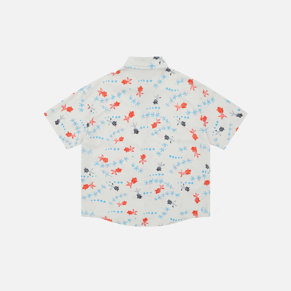 Golden Fish Graphic Hawaiian Short Shirt