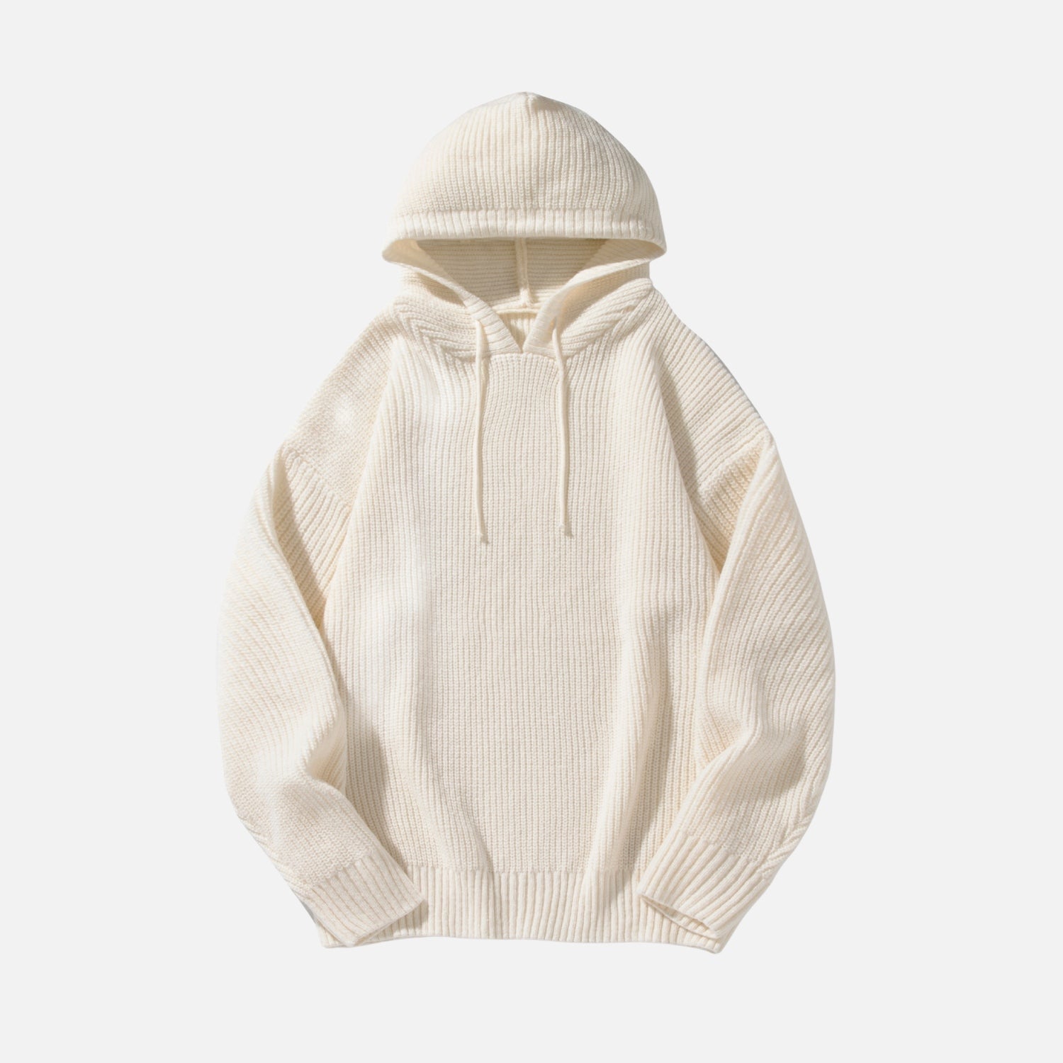 Solid Color Knit Hoodie
