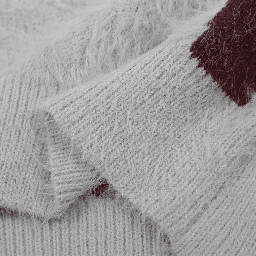 Faux Mink Fuzzy Colorblock Sweater