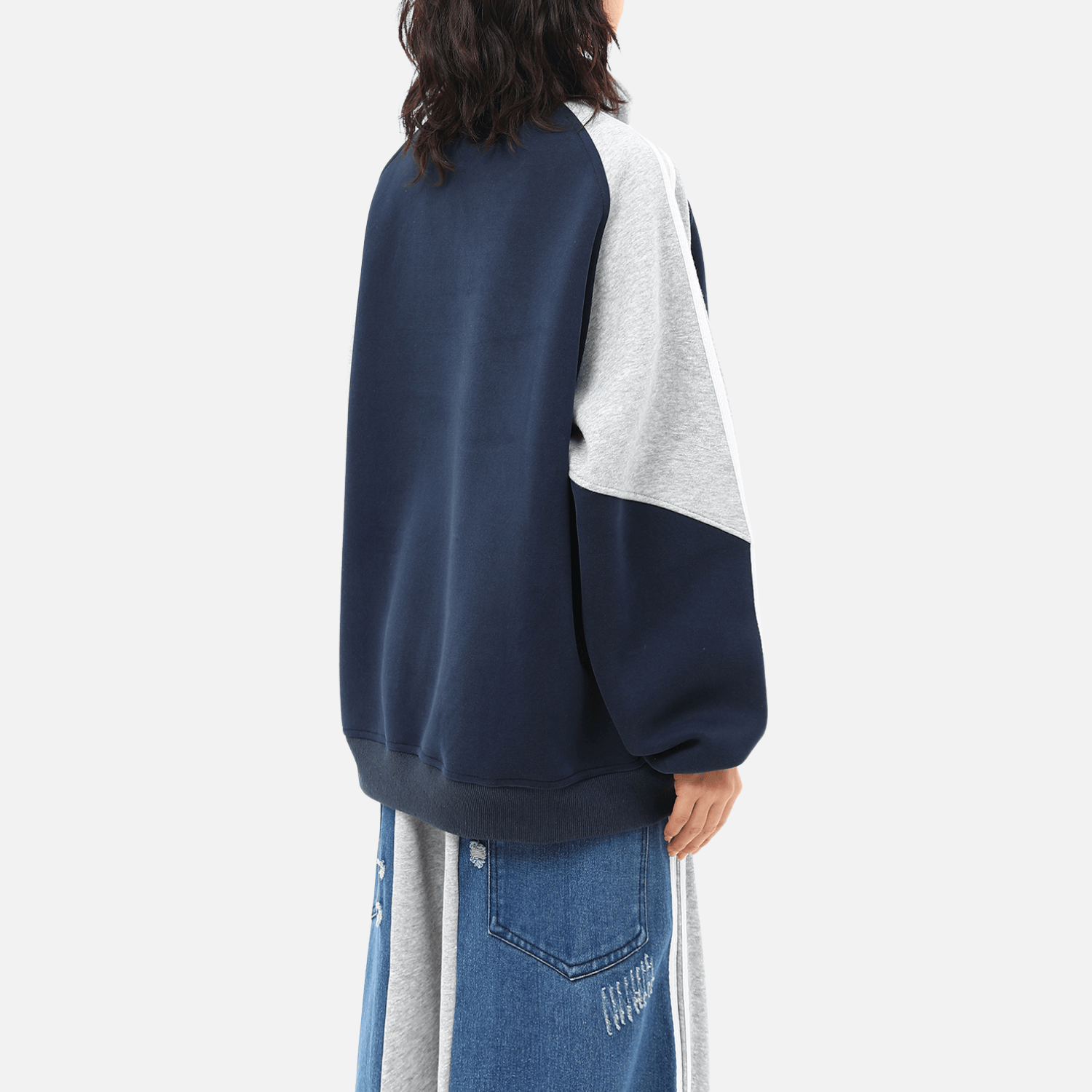 Color-Block Embroidered Stand Collar Jacket