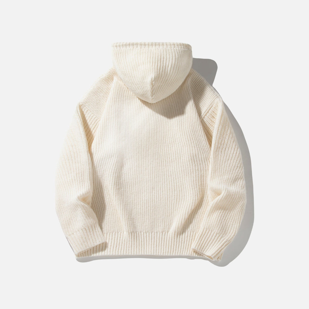 Solid Color Knit Hoodie