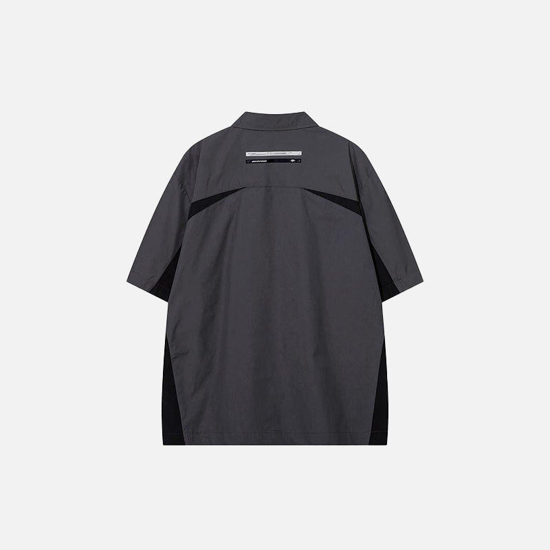 Splicing Color Zip-up Shirt