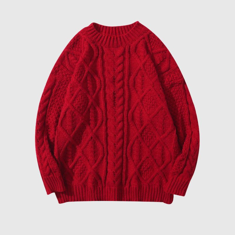 Vintage Twist Solid Color New Year Sweater