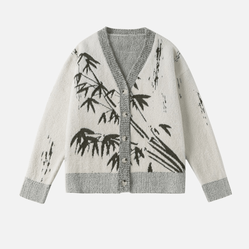Oriental Bamboo Print Cardigan