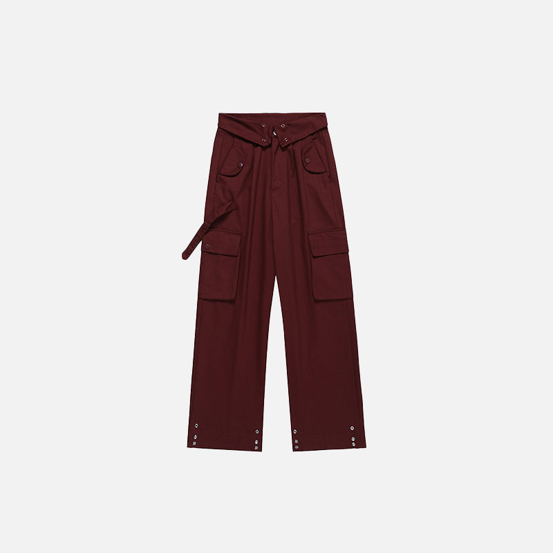 Patch Pockets Turn Down Waist Cargo Pants