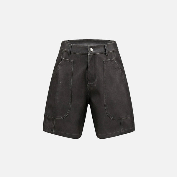 Big Pocket Patchwork Vintage Loose Shorts