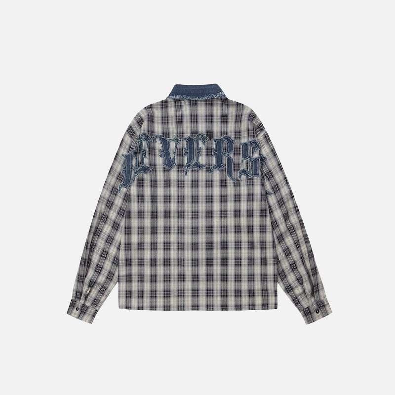 Patch Letter Embroidered Long Sleeve Shirt