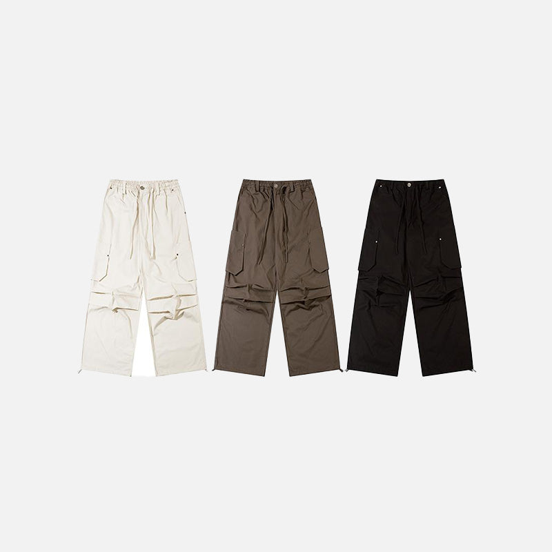 Loose Solid Color High Waist Cargo Pants