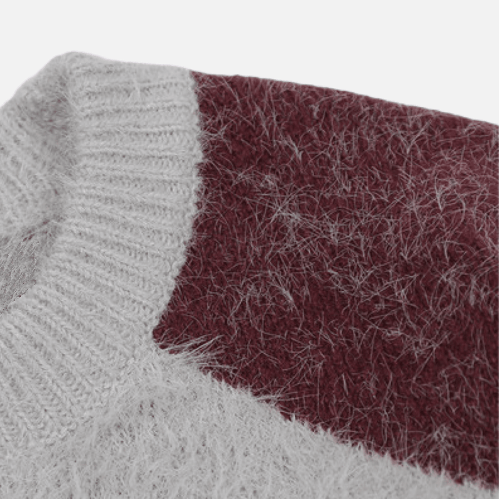 Faux Mink Fuzzy Colorblock Sweater