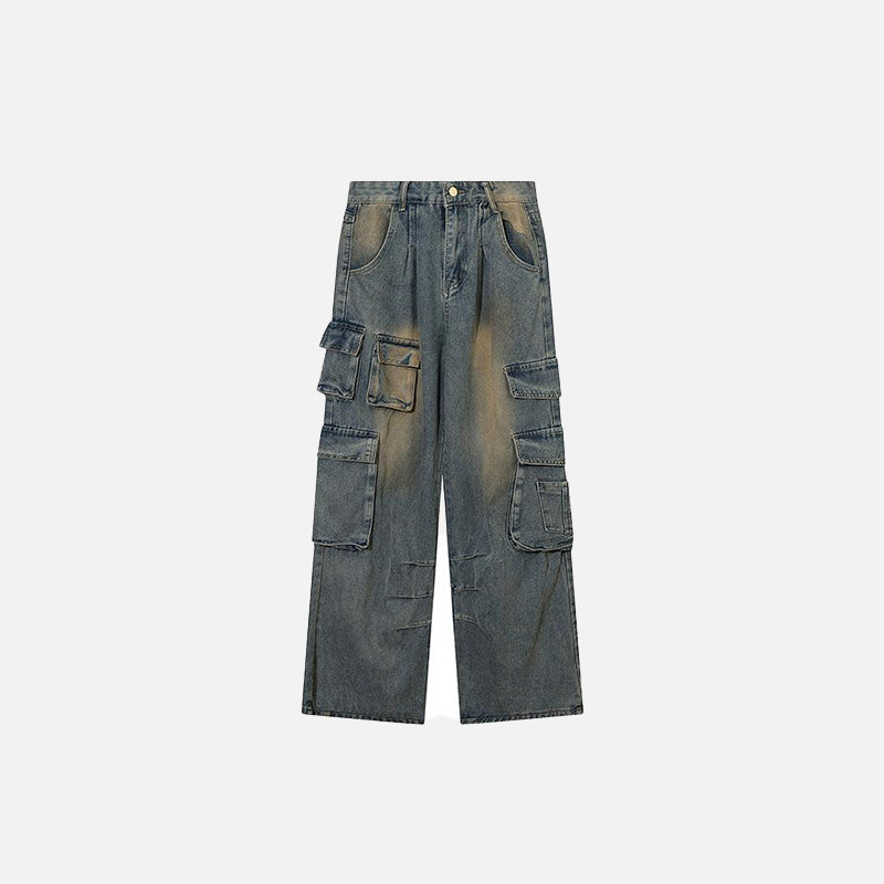 Wide-leg Multi Pocket Cargo Jeans