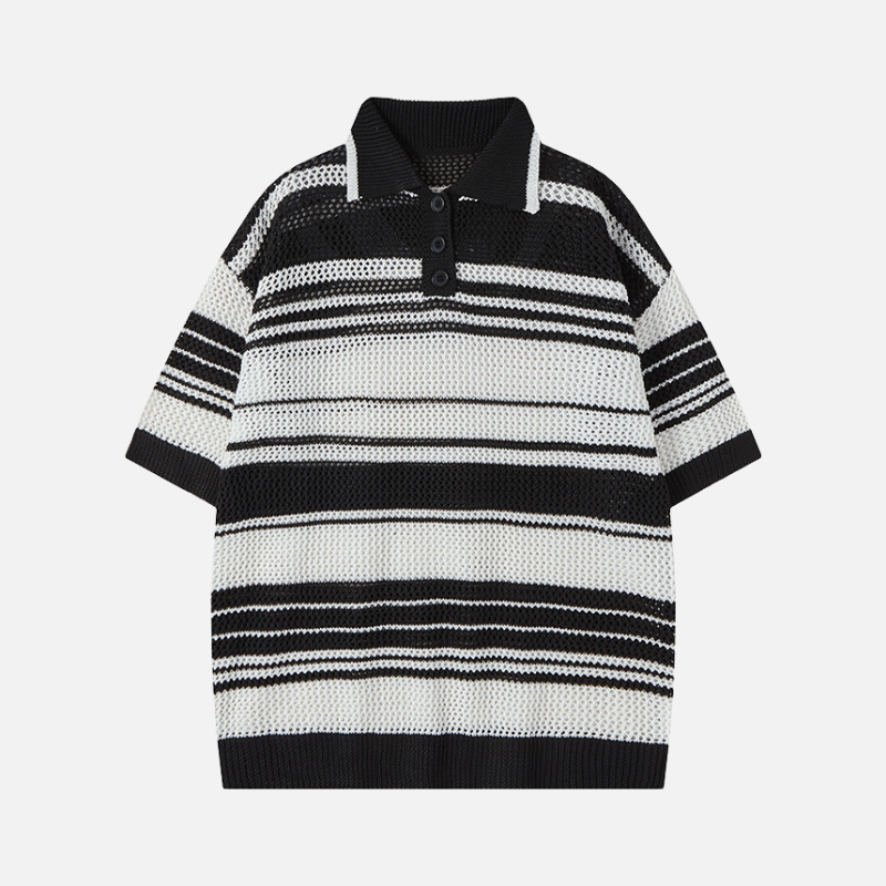 Retro Striped Knit Polo