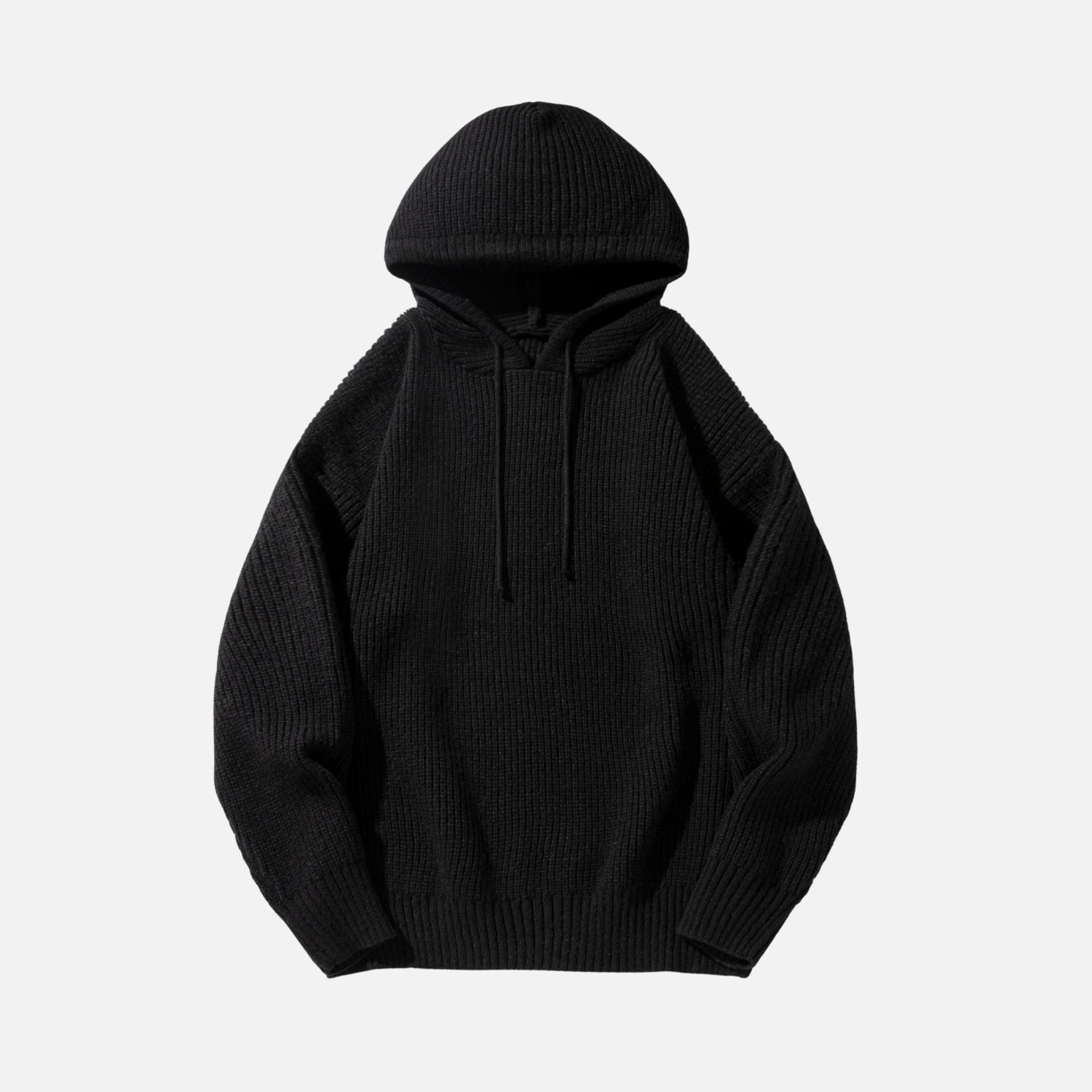 Solid Color Knit Hoodie