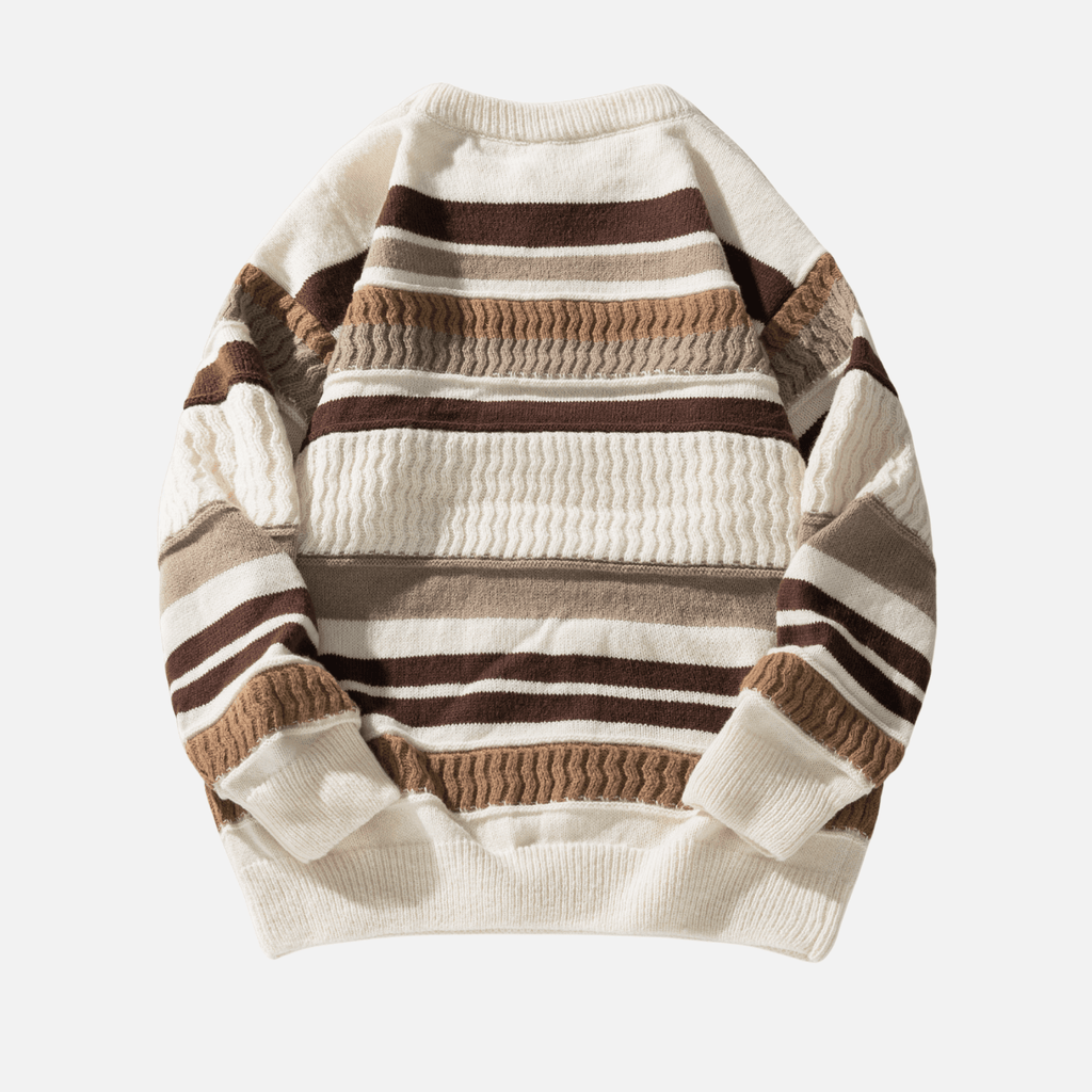 Striped Cable Patchwork Design Pullover