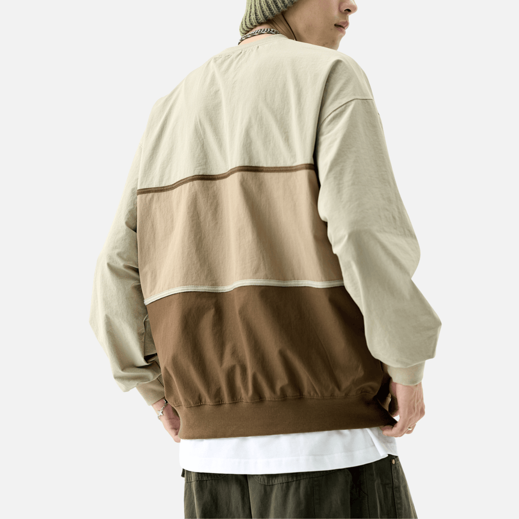 Tricolor Stripe Patchwork Sweatshirt