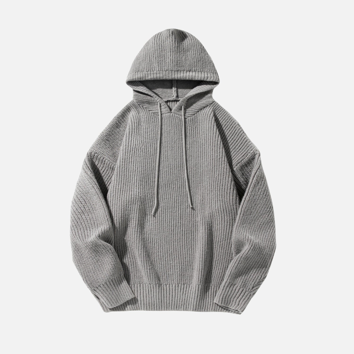 Solid Color Knit Hoodie