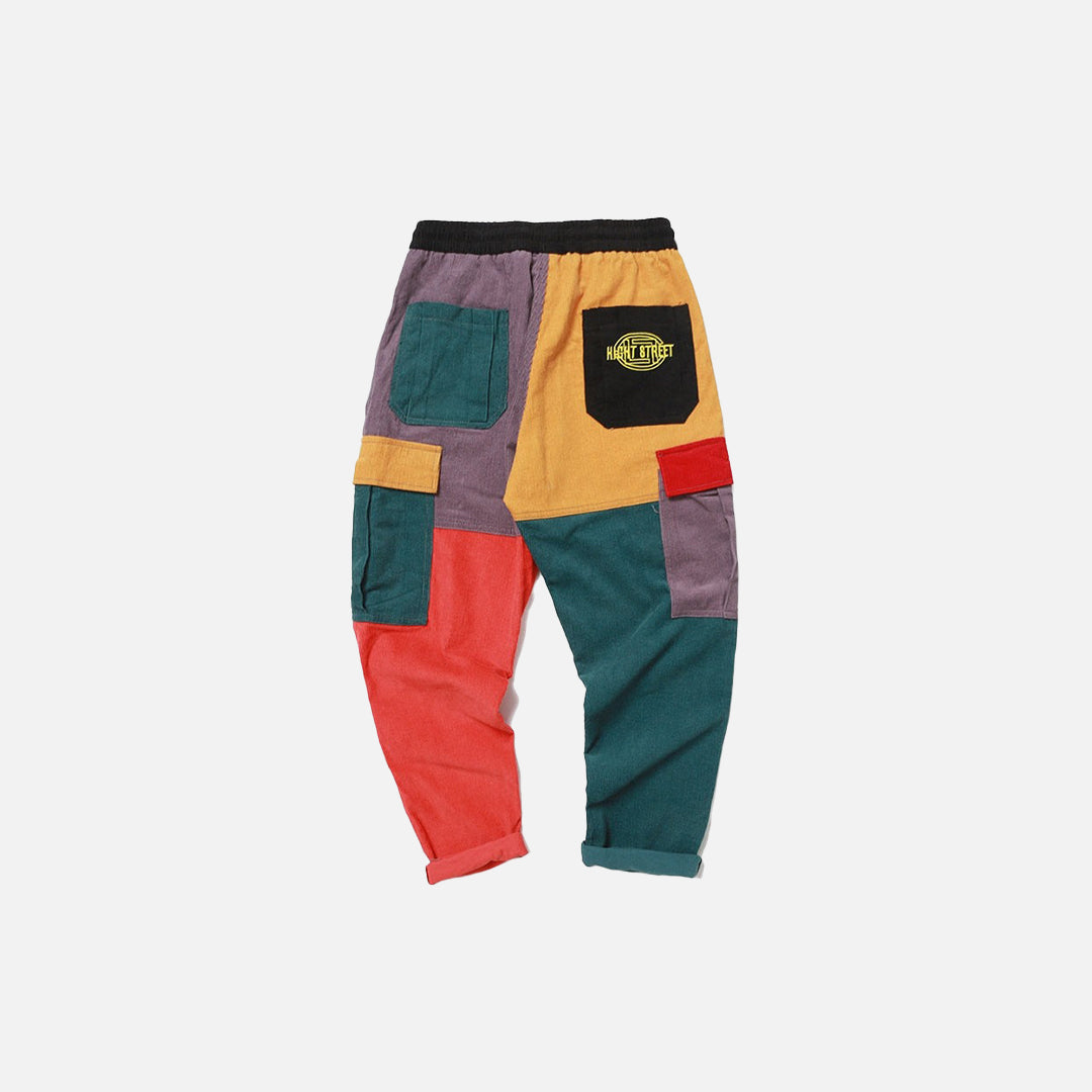 Corduroy Color Block Cargo Pants
