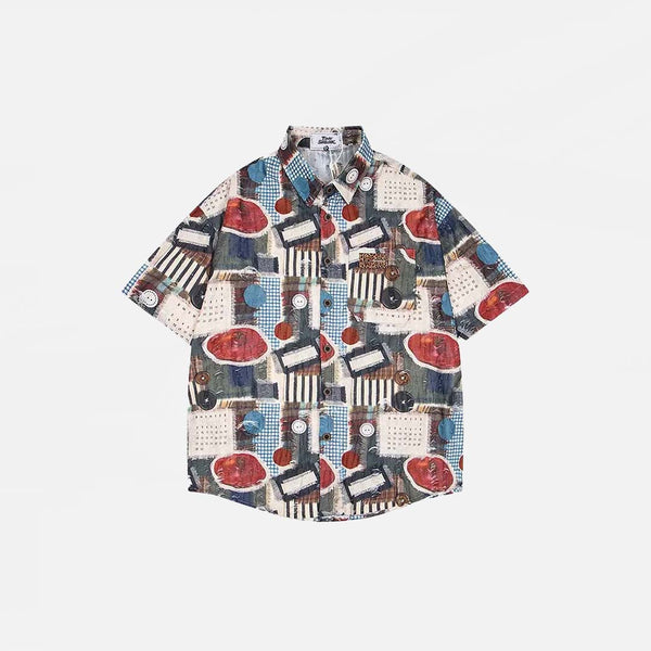 Graphic Patchwork Short Sleeve Shirt