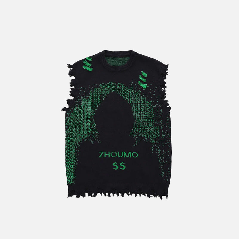 Y2K Vintage Distressed Knitted Vest