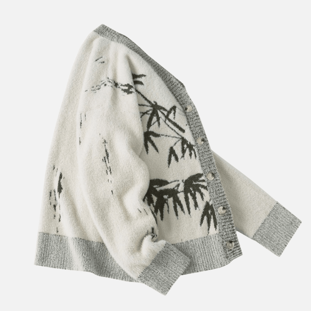 Oriental Bamboo Print Cardigan