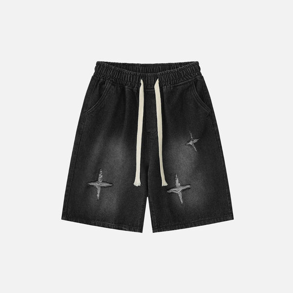 Relaxed Drawstring Denim Shorts