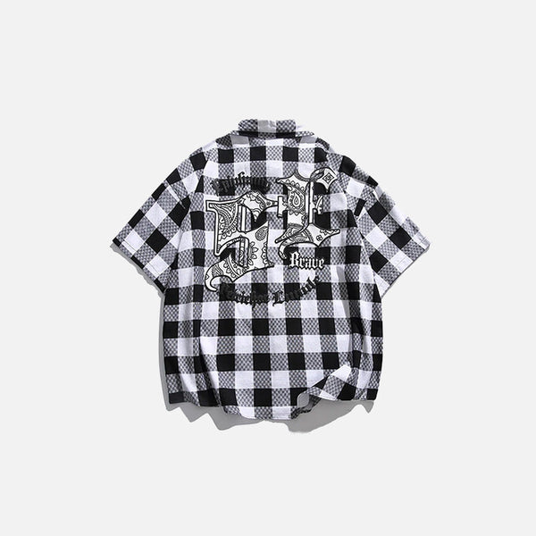 Chess Plaid Embroidery Shirt