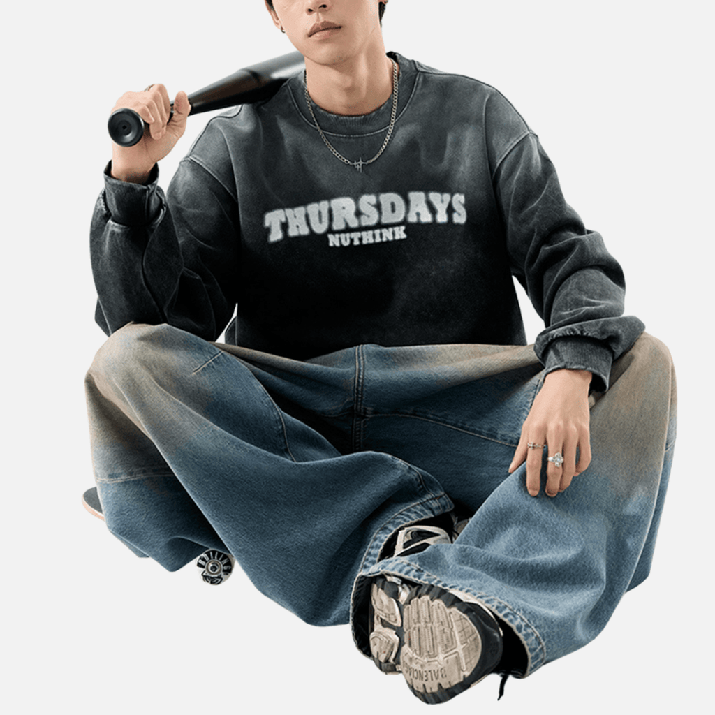 "Thursdays Nuthink" Washed Sweatshirt