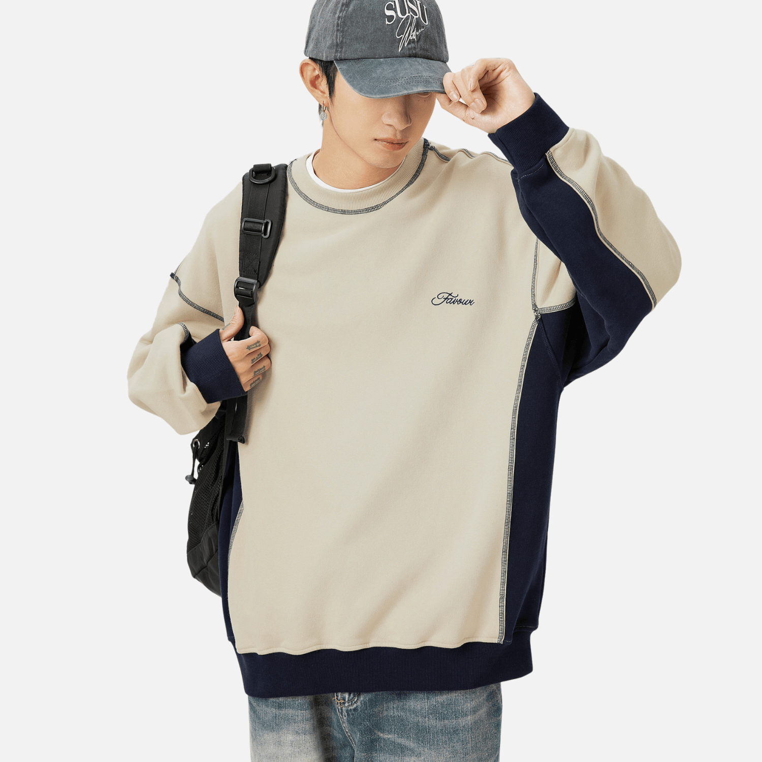 Retro Style Patchwork Sweatshirt