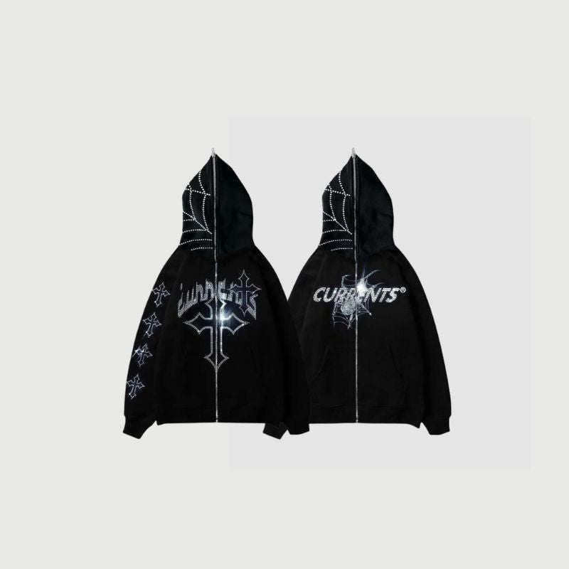 Trendy Hip-Hop Metal-Zip Hoodie