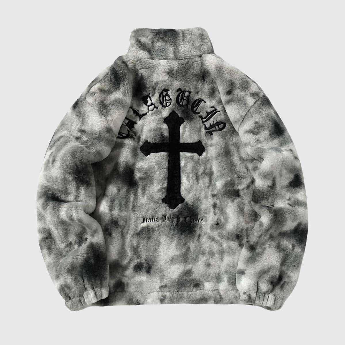 Fuzzy Tie-Dye Sherpa Padded Jacket