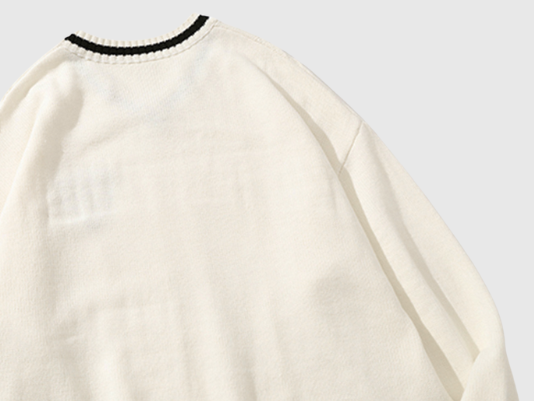 College V-neck Knitted Sweater