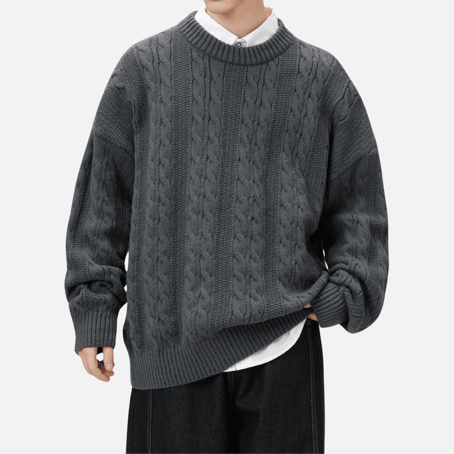 Cable Knit Crewneck Sweater