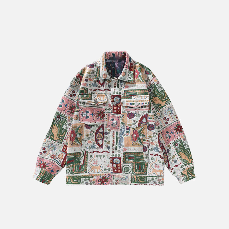 Vintage Retro Ethic Floral Graphic Print Shirt