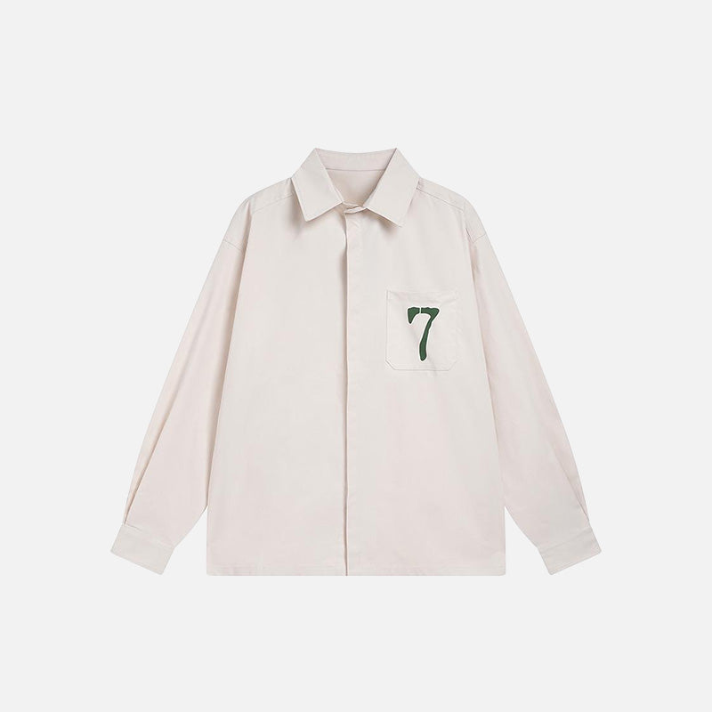 Loose Number Seven Print Shirt