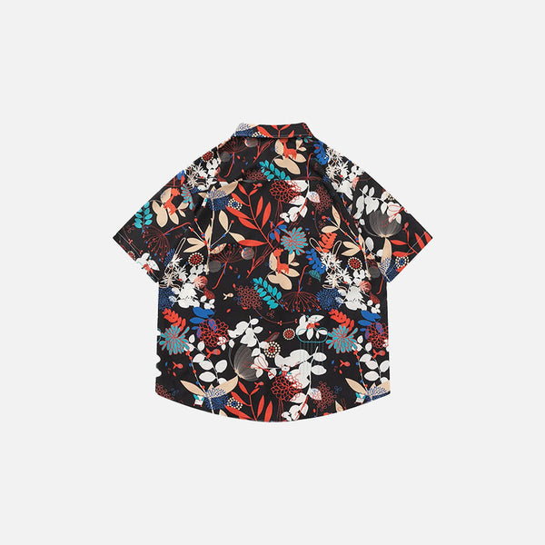 Flower Corduroy Short Sleeve Shirt