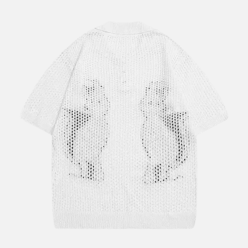 Retro Cat Knit Polo
