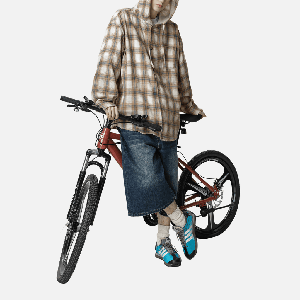 Colorblock Plaid Hooded Shirt