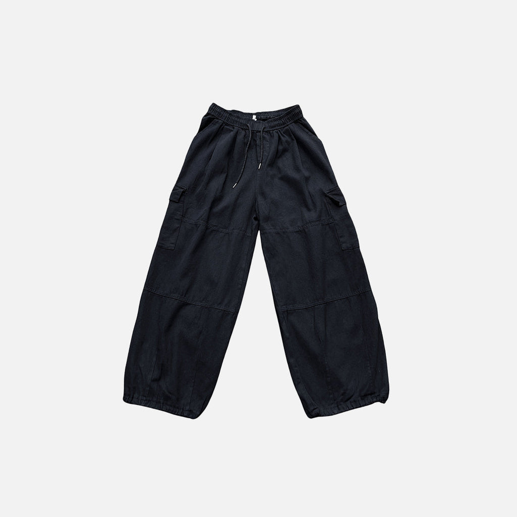 Solid Baggy Wide-Leg Cargo Pants