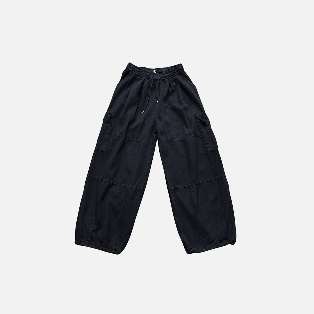 Solid Baggy Wide-Leg Cargo Pants
