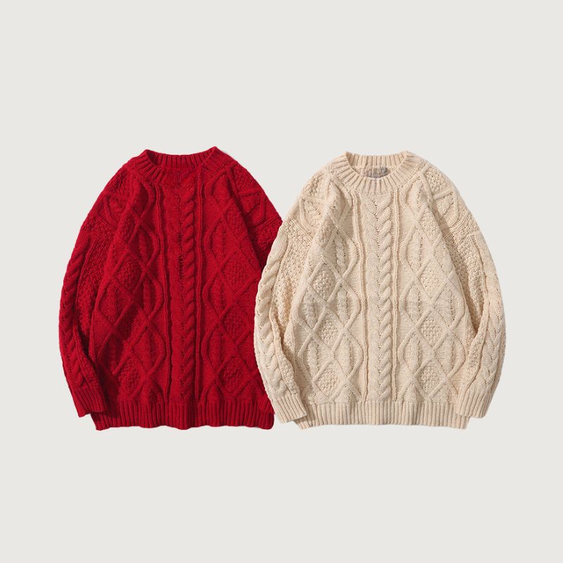 Vintage Twist Solid Color New Year Sweater