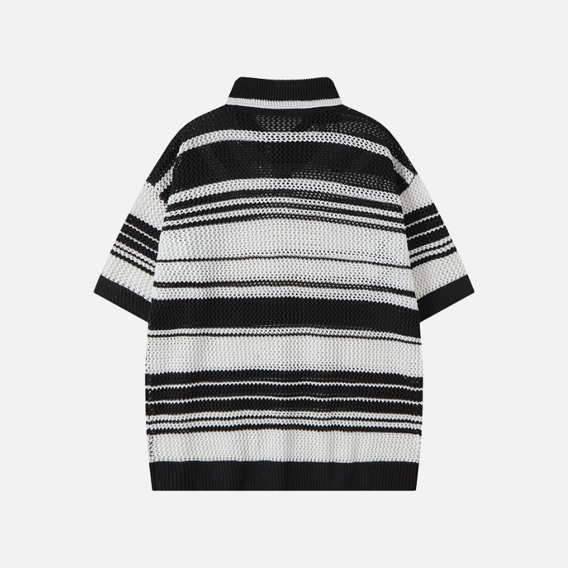 Retro Striped Knit Polo