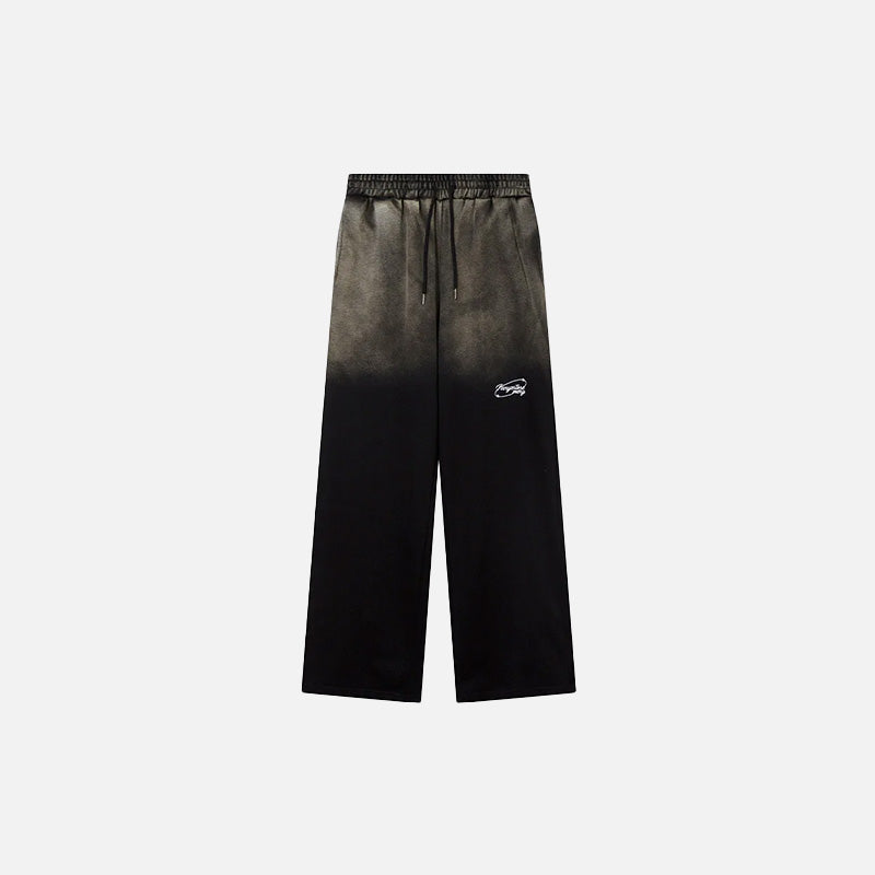 Front view of the black Casual Loose Gradient Jogger Pants in a gray background