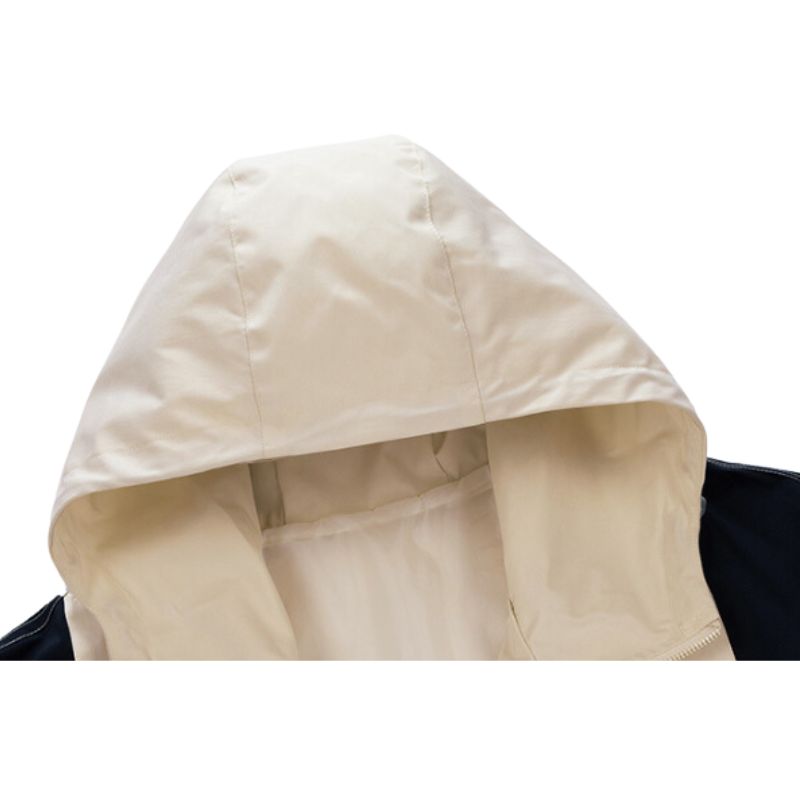 Vintage Color-Block Hooded Work Jacket