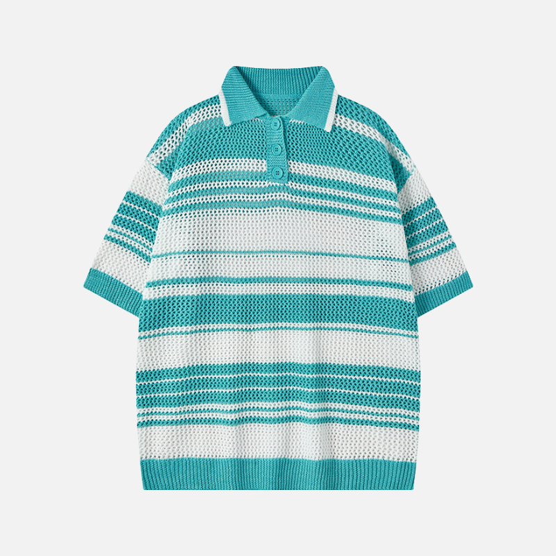Retro Striped Knit Polo