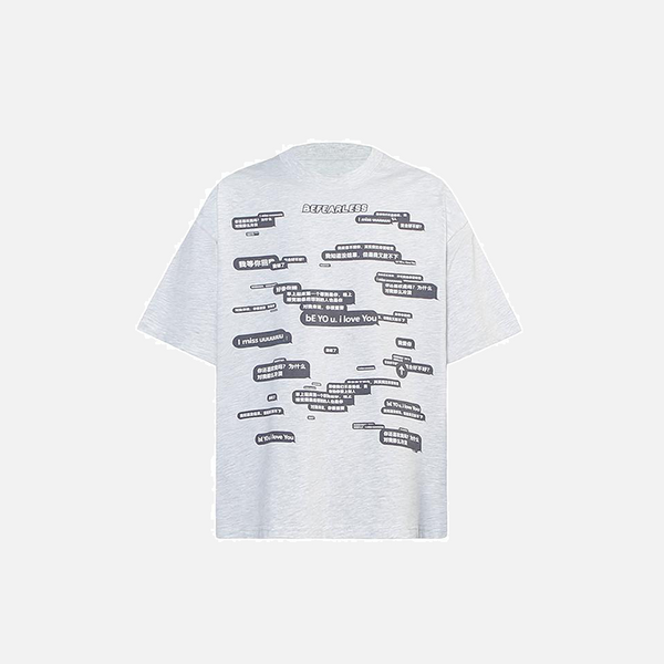 Front view of the Gray Fearless Statements T-shirt in a gray background