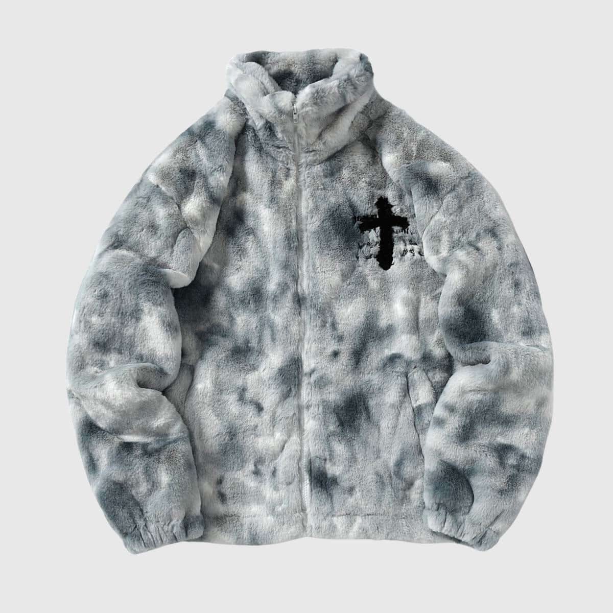 Fuzzy Tie-Dye Sherpa Padded Jacket