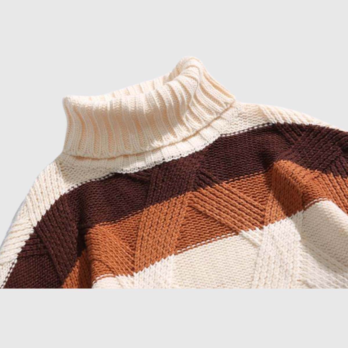 Vintage Colorblock Turtleneck Sweater